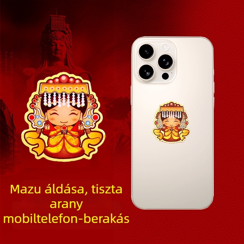 Mazu karikatúra telefon matricák – fényes fém felület, emlék boríték, ajándék esküvők és ünnepségekhez