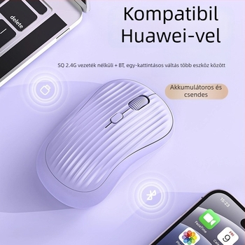 Huawei notebookhoz Bluetooth vezeték nélküli egér – 2,4G + Bluetooth, 1600 DPI, újratölthető, ném működés, USB tápegység (töltőkábel tartozék)