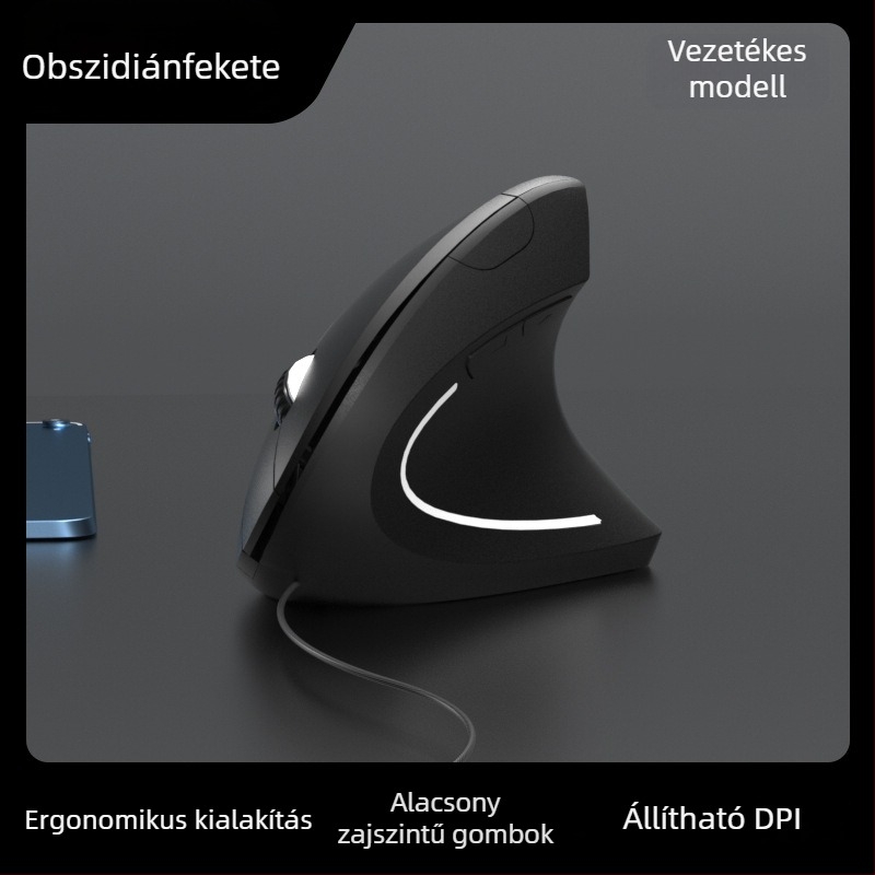 Vezeték nélküli ergonomikus függőleges egér, 4 gombos, 1600 DPI optikai érzékelő, 2.4G vezeték nélküli, modell G7043, plug-and-play