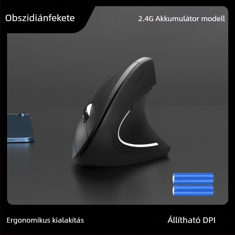 Vezeték nélküli ergonomikus függőleges egér, 4 gombos, 1600 DPI optikai érzékelő, 2.4G vezeték nélküli, modell G7043, plug-and-play