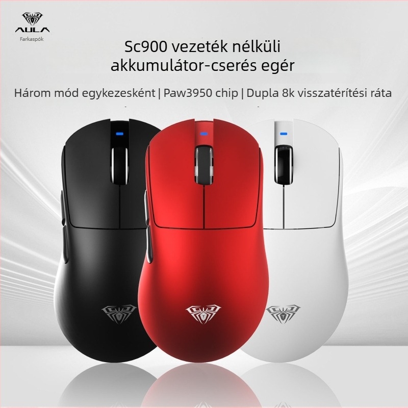 Gaming Bluetooth egér 26000 DPI-vel, 7 gomb, USB interfész, újratölthető akkumulátor, dupla vezeték nélküli kapcsolat (2.4G/Bluetooth)