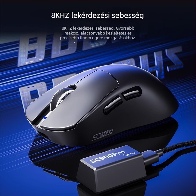 Gaming Bluetooth egér 26000 DPI-vel, 7 gomb, USB interfész, újratölthető akkumulátor, dupla vezeték nélküli kapcsolat (2.4G/Bluetooth)