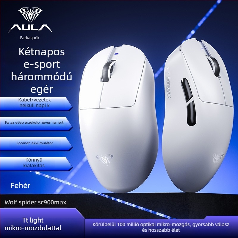 Gaming Bluetooth egér 26000 DPI-vel, 7 gomb, USB interfész, újratölthető akkumulátor, dupla vezeték nélküli kapcsolat (2.4G/Bluetooth)