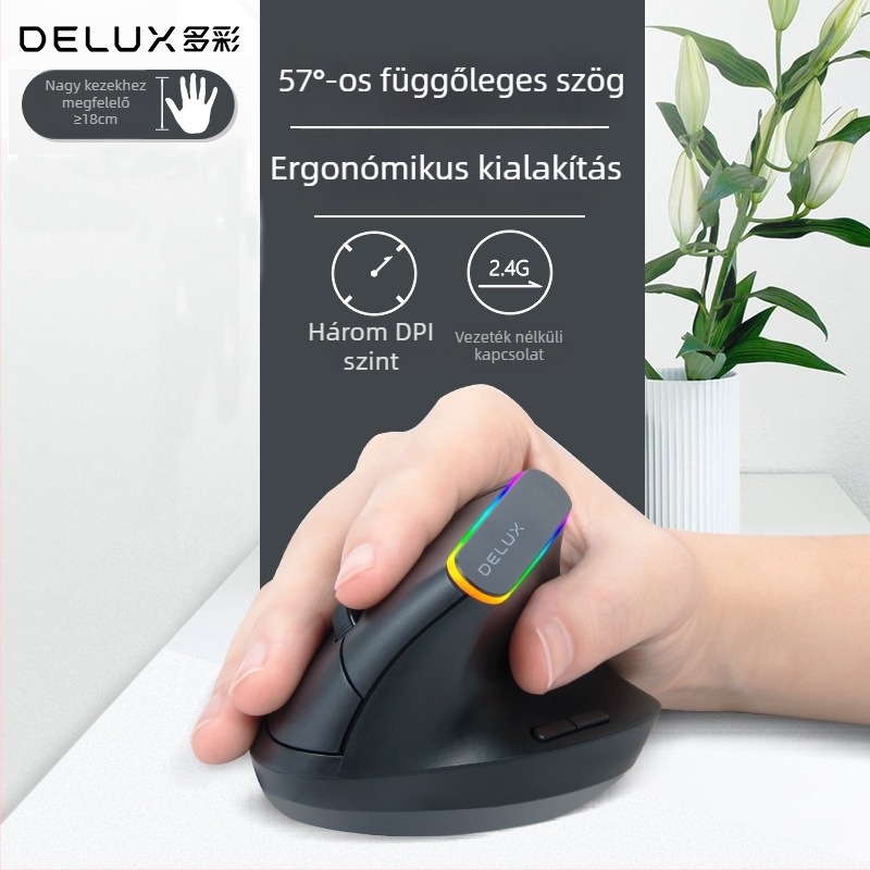 M618C függőleges oldalsó fogású optikai egér, 6 gombbal, Bluetooth