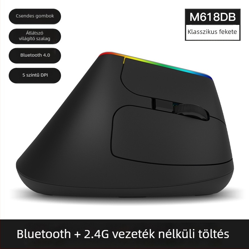 M618C függőleges oldalsó fogású optikai egér, 6 gombbal, Bluetooth