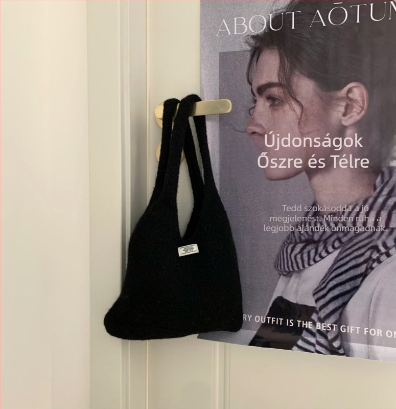 Koreai stílusú piros kötött női kézitáska, kis méretű mindennapi használatra