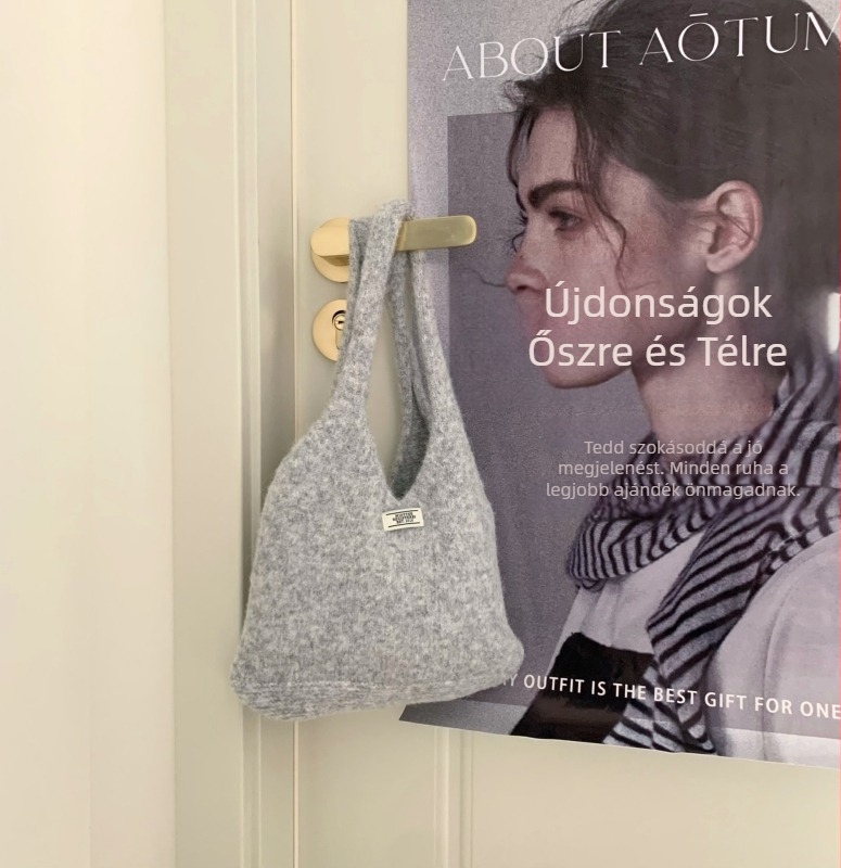 Koreai stílusú piros kötött női kézitáska, kis méretű mindennapi használatra