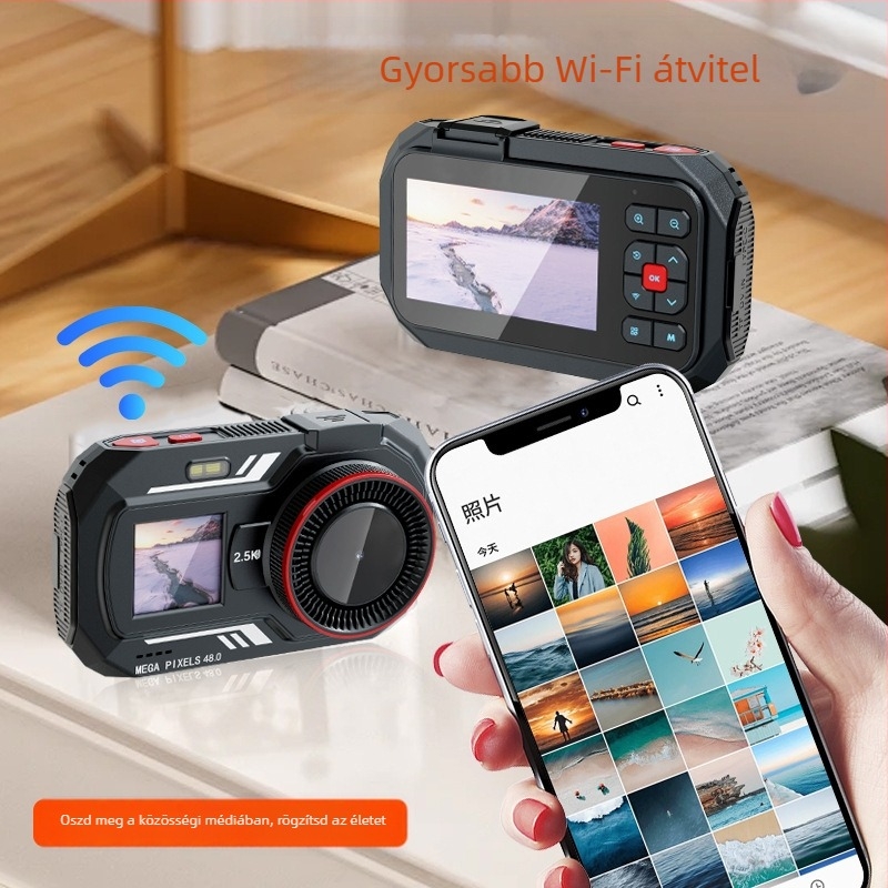 Xj400 digitális fényképezőgép 48 MP szenzorral, 16x optikai zoom, kettős LCD-kijelző, optikai képstabilizálás, USB 3.0