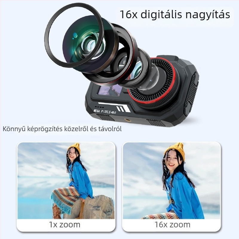 Xj400 digitális fényképezőgép 48 MP szenzorral, 16x optikai zoom, kettős LCD-kijelző, optikai képstabilizálás, USB 3.0