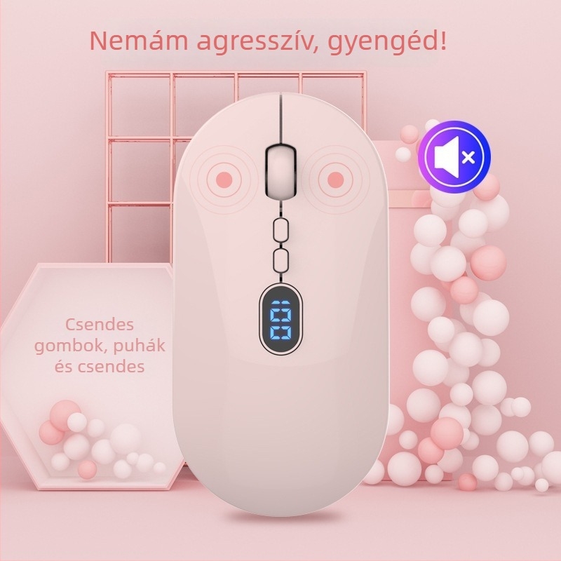 Vezeték nélküli egér kettős 2,4G/Bluetooth kapcsolattal, 1600 DPI, 5 gomb, újratölthető, 10 m hatótávolság