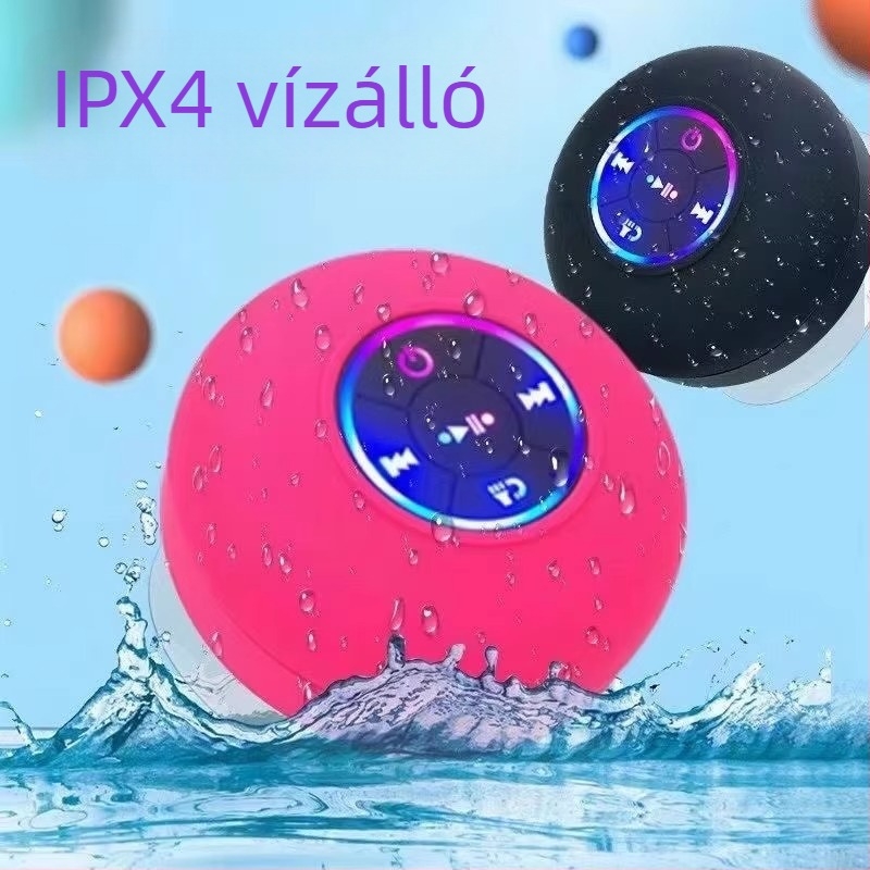 Q9 kreatív Bluetooth hangszóró szívócsésze és LED villanóval, IPX4, fürdőszobába, hordozható mini hangsugárzó a basszusért
