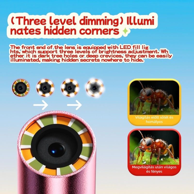 Gyerekeknek szánt kültéri mini kamera, 24MP+, 5x optikai zoom, 4800×3200 felbontás, 2,4 hüvelykes LCD, vízálló