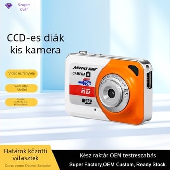 X6 Mini HD Retro Kamera Gyerekeknek — Zseb CCD Kamera Fotózásra és Vlogolásra, 1280x960 Felbontás, Fém Test, 120 perces Akkumulátor, Memóriakártya Támogatás