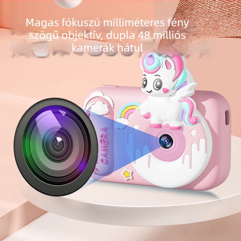 XJ03 Gyerekeknek szánt digitális kamera, 26 MP szenzor, IPS teljes látómezővel rendelkező kijelző, memóriakártya-támogatás, 110 perces videófelvétel