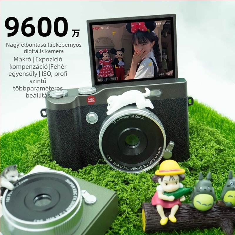 Okos digitális fényképezőgép hajlított képernyővel, 1/2.7-es CMOS-szenzor, 24 MP+, 8x optikai zoom, 2,4 hüvelykes forgatható LCD, USB 3.0