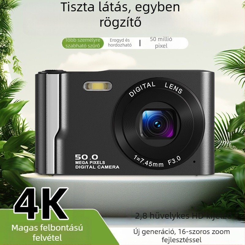 M13 Digitális Kamera – 16x optikai zoom, 2,8 hüvelykes LCD, 4K támogatás, CCD szenzor, MicroSD-kártya