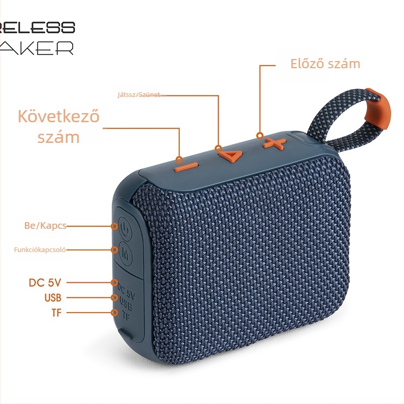 Go4 Bluetooth hangszóró, hordozható TWS, IPX4, Beépített akkumulátor 300–500 mAh, 5W, Bluetooth 5.3, 100Hz-20kHz