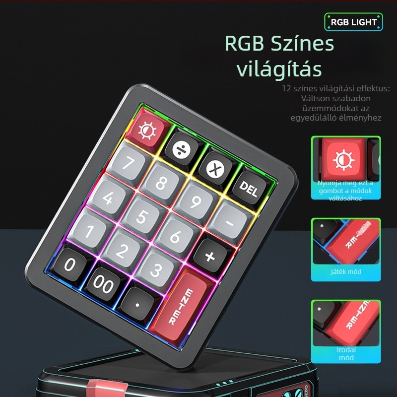 Kábeles játékbillentyűzet, mechanikus kapcsolók, RGB háttérvilágítás, legfeljebb 87 billentyű