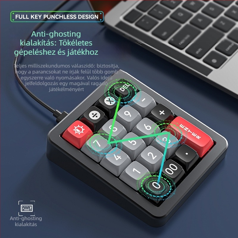 Kábeles játékbillentyűzet, mechanikus kapcsolók, RGB háttérvilágítás, legfeljebb 87 billentyű