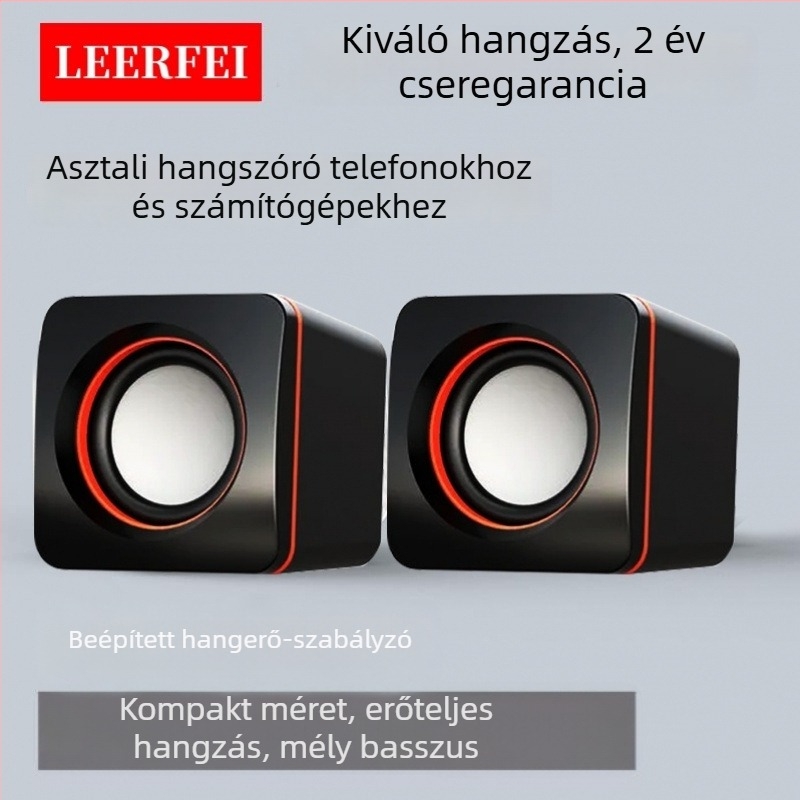 Asztali aktív számítógép hangszóró beépített akkumulátorral, USB tápellátás, alumínium ház, 40 Hz-20 kHz frekvenciasáv, SNR >=100 dB