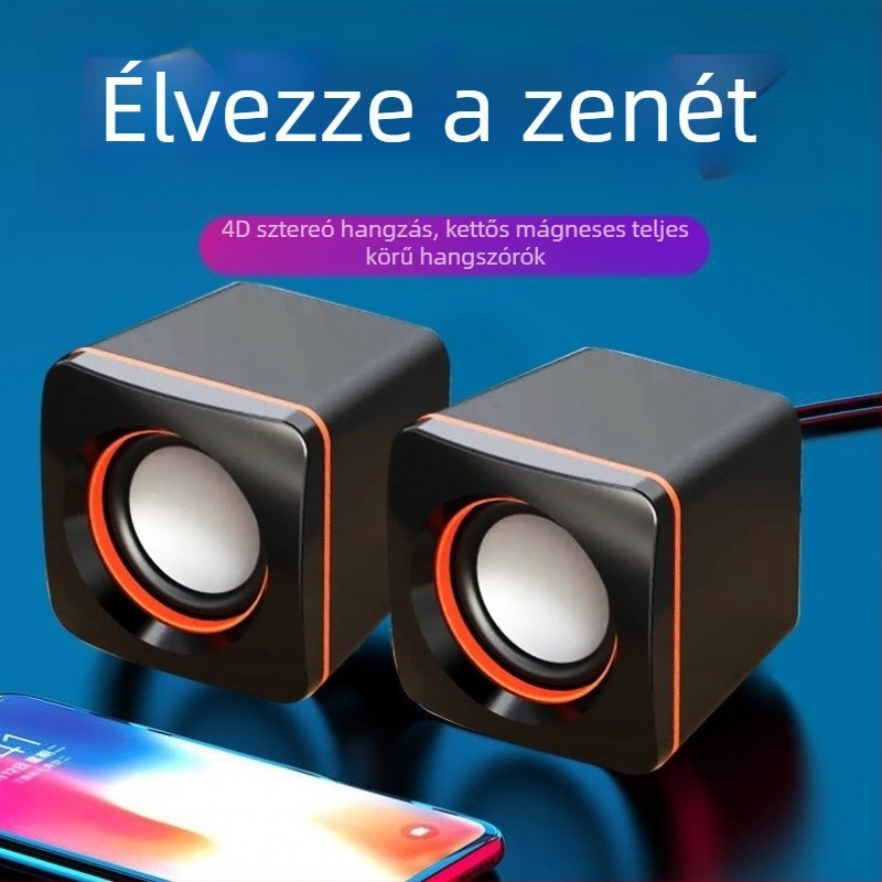 Asztali aktív számítógép hangszóró beépített akkumulátorral, USB tápellátás, alumínium ház, 40 Hz-20 kHz frekvenciasáv, SNR >=100 dB