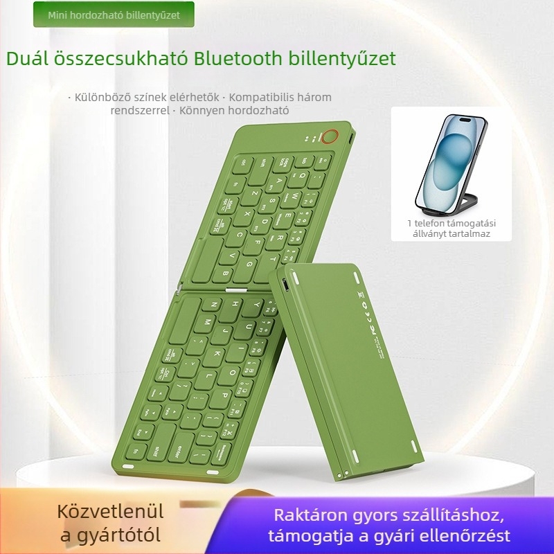 Bluetooth hajtogatható billentyűzet, csendes, kompakt, akár 3 eszközhöz csatlakozik, legfeljebb 87 billentyű