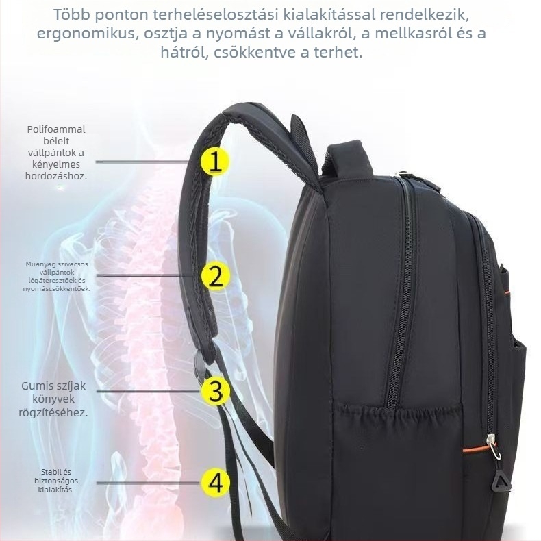 Unisex iskolai hátizsák csíkos mintával, 36–55 literes kapacitás, Oxford anyag, ergonómiai hát-támogatás, kompatibil 16 hüvelykes laptop