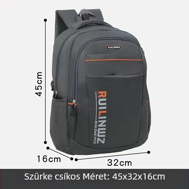 Unisex iskolai hátizsák csíkos mintával, 36–55 literes kapacitás, Oxford anyag, ergonómiai hát-támogatás, kompatibil 16 hüvelykes laptop