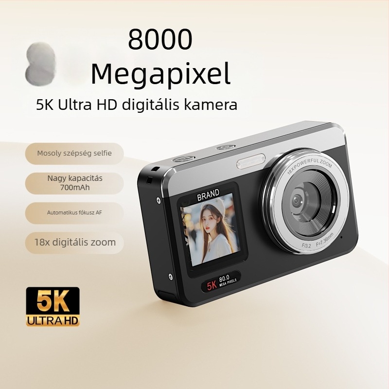 CCD szenzoros kamera 2/3 hüvelykes szenzorral, 18x optikai zoom, max felbontás 4608×3056, 2,8 hüvelykes LCD, periszkópos objektív