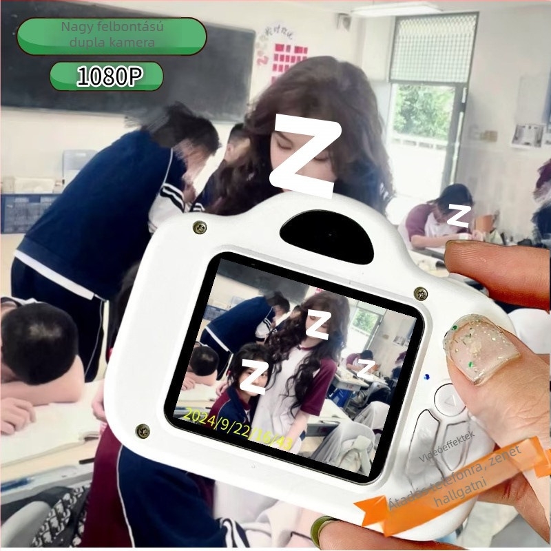 Kétkamerás digitális fényképezőgép hallgatók számára, nagy felbontású, műanyag ház, nincs optikai zoom, nincs képstabilizálás