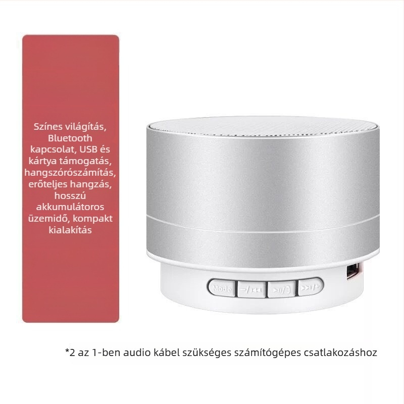 Bluetooth hangszóró USB lejátszási lehetőséggel, IPX7 vízálló, 3,5 mm audió bemenet, frekvenciatartomány 100 Hz–20 kHz, SNR ≥70 dB.
