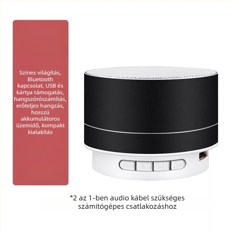 Bluetooth hangszóró USB lejátszási lehetőséggel, IPX7 vízálló, 3,5 mm audió bemenet, frekvenciatartomány 100 Hz–20 kHz, SNR ≥70 dB.