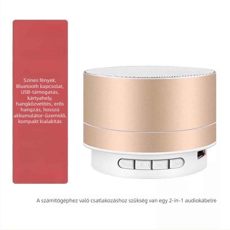 Bluetooth hangszóró USB lejátszási lehetőséggel, IPX7 vízálló, 3,5 mm audió bemenet, frekvenciatartomány 100 Hz–20 kHz, SNR ≥70 dB.