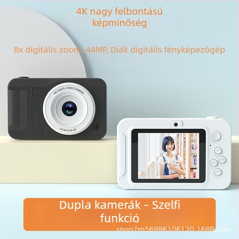 Digitális kamera diákoknak és gyerekeknek, HD felbontású dupla kamera, hordozható CCD zsebkamera