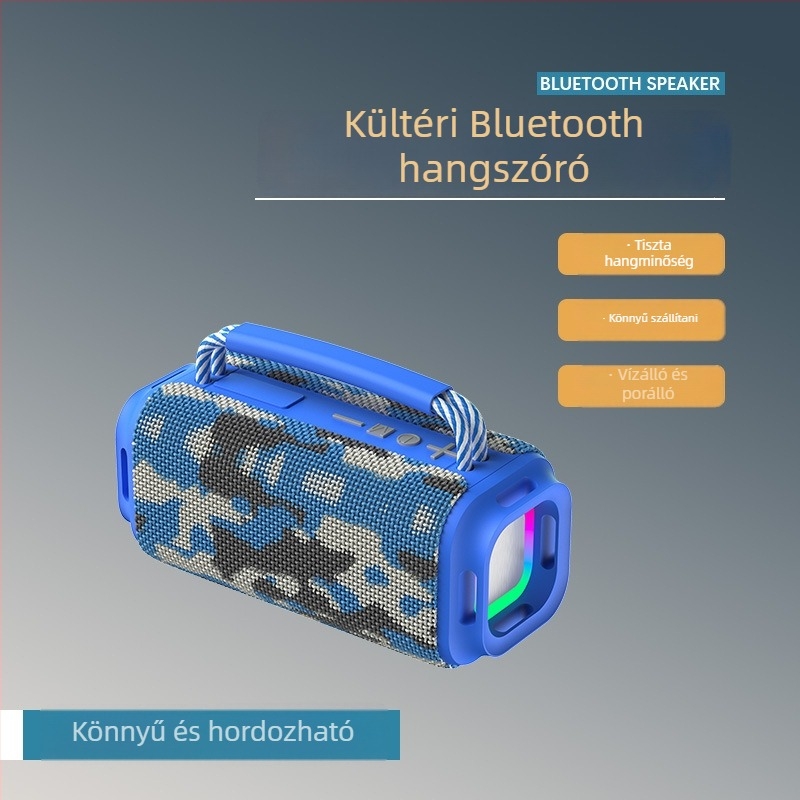 Kültéri Bluetooth hangszóró, 15W, IPX5 vízálló, Bluetooth 5.3, 100Hz-20kHz, beépített akkumulátor 1200–2000mAh