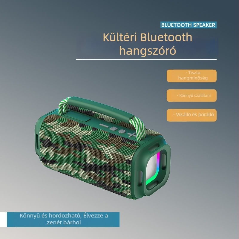 Kültéri Bluetooth hangszóró, 15W, IPX5 vízálló, Bluetooth 5.3, 100Hz-20kHz, beépített akkumulátor 1200–2000mAh