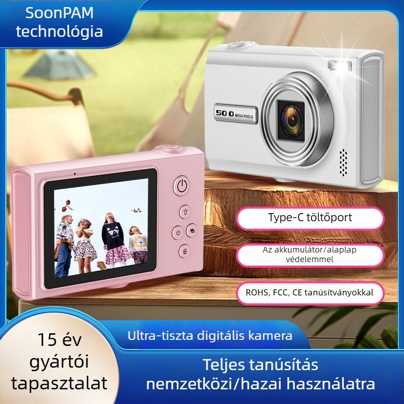 Mini CCD digitális kamera 1/1.8 inch szenzorral, 24MP+, 2.3 inch LCD, optikai képstabilizáció, teljesen manuális üzemmód