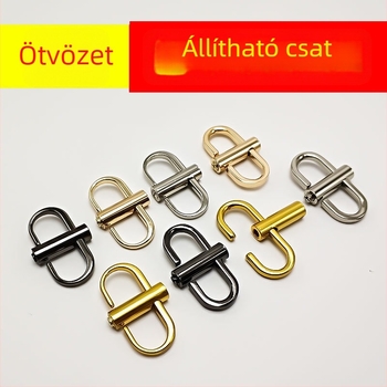 Csomagtáska vállpánt csatlakozó csatja, ón-ötvözetből, állítható hosszúságú
