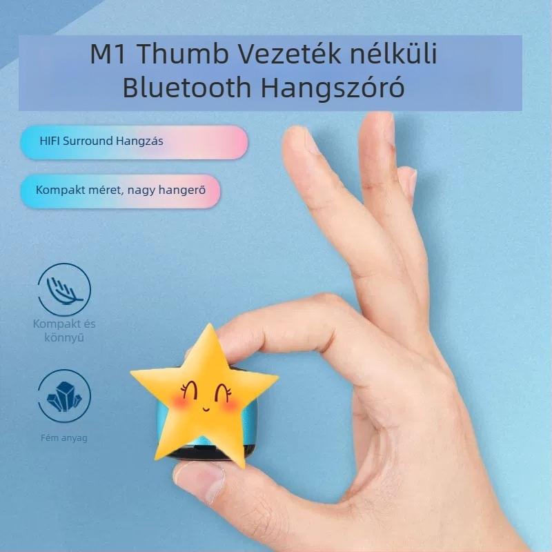 M1 Thumb Vezeték nélküli Bluetooth hangszóró - mini hordozható basszus, Bluetooth 5.0, 20Hz-20kHz, 2W, beépített akkumulátor 100-300mAh, hatótávolság 6-10 m