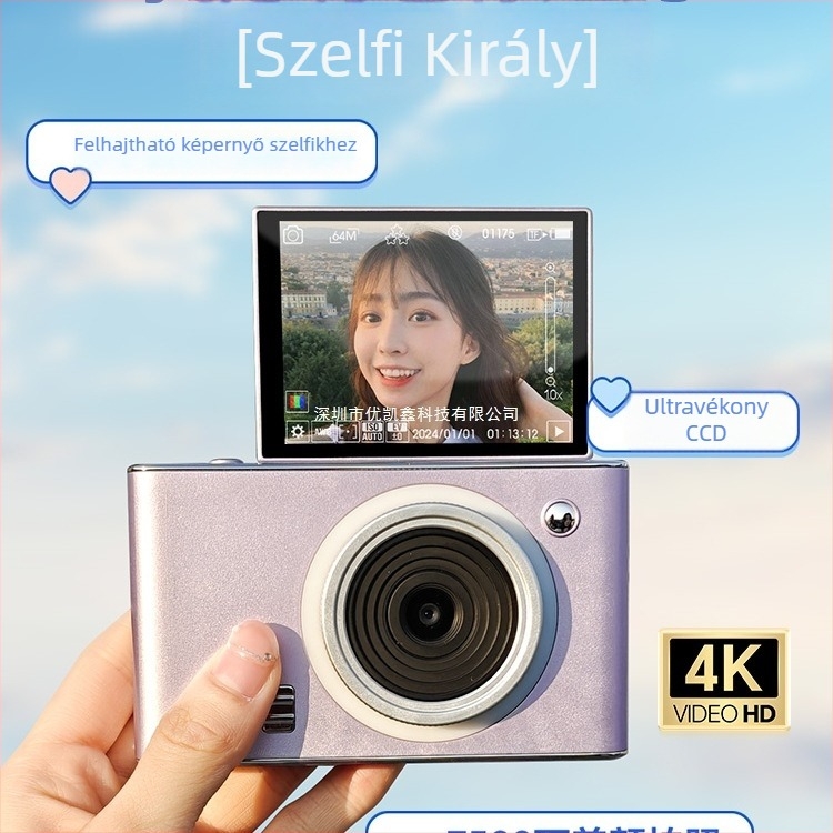 Hordozható CCD digitális kamera kezdő szintű, utazáshoz és szelfikhez