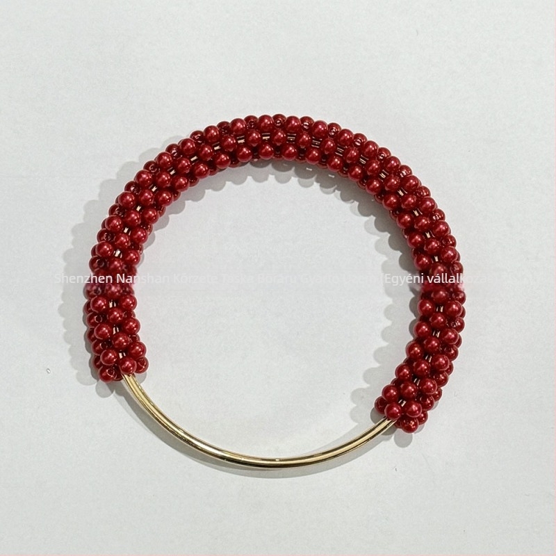 Gyöngyös fogantyú DIY szövött táskákhoz — PVC anyag, 2025 tavasz, Friss és édes stílus, Egyszínű mintázat, Ultra könnyű