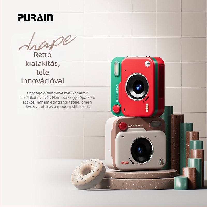 Mini retro CCD digitális kamera periszkópos objektívvel, 8000x6000 felbontás, USB 3.0, CCD szenzor, HD LCD kijelző