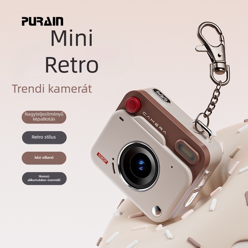 Mini retro CCD digitális kamera periszkópos objektívvel, 8000x6000 felbontás, USB 3.0, CCD szenzor, HD LCD kijelző