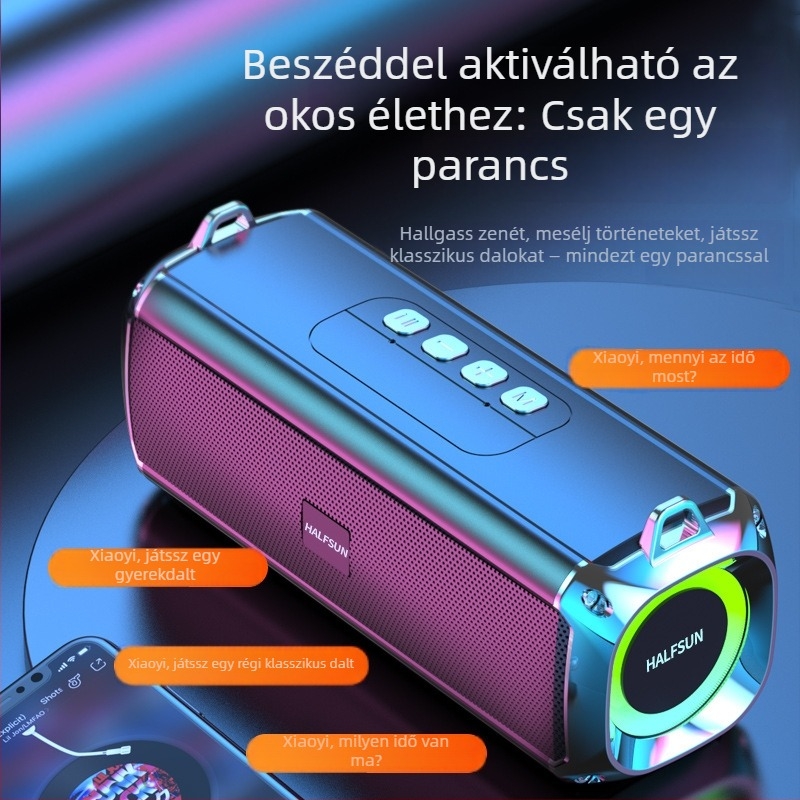 Bluetooth hangszóró kettős hangszórókkal, IPX7 vízálló, Bluetooth 5.0, 100 Hz–20 kHz, bemenetek: 3,5 mm jack, USB, TF kártya, Bluetooth; beépített akkumulátor nélkül; kültéri használatra