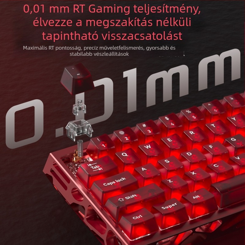Játékbillentyűzet, 61 gomb, vezetékes, mágneses tengelyes kapcsolók, fehér jade tengely