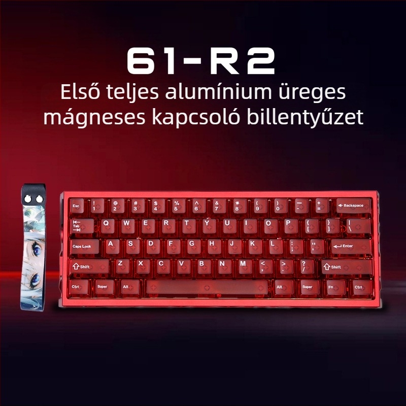 Játékbillentyűzet, 61 gomb, vezetékes, mágneses tengelyes kapcsolók, fehér jade tengely