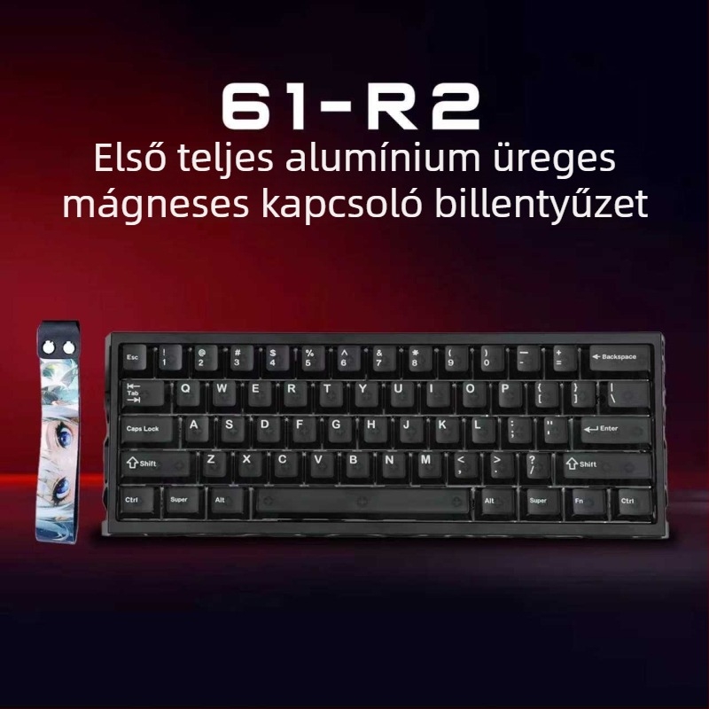 Játékbillentyűzet, 61 gomb, vezetékes, mágneses tengelyes kapcsolók, fehér jade tengely