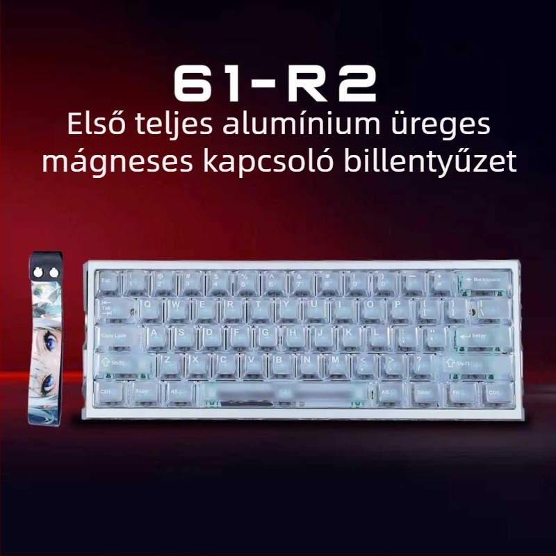 Játékbillentyűzet, 61 gomb, vezetékes, mágneses tengelyes kapcsolók, fehér jade tengely
