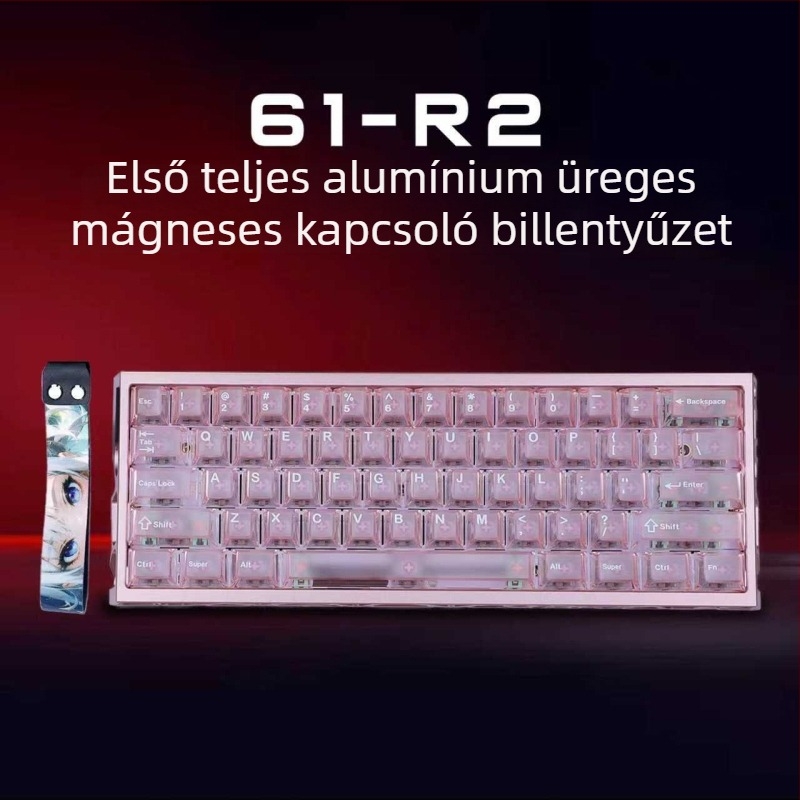 Játékbillentyűzet, 61 gomb, vezetékes, mágneses tengelyes kapcsolók, fehér jade tengely