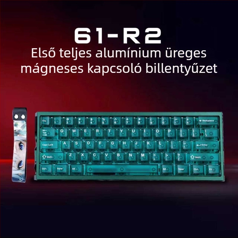 Játékbillentyűzet, 61 gomb, vezetékes, mágneses tengelyes kapcsolók, fehér jade tengely